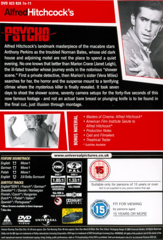 Alfred Hitchcock: Psycho Blu-ray movie collectible [Barcode 5050582504774] - Main Image 2