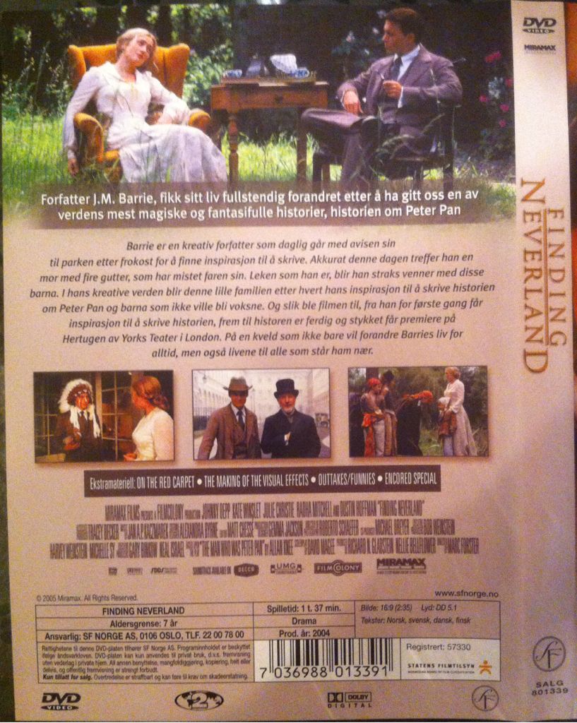 Finding Neverland DVD movie collectible [Barcode 7036988013391] - Main Image 2