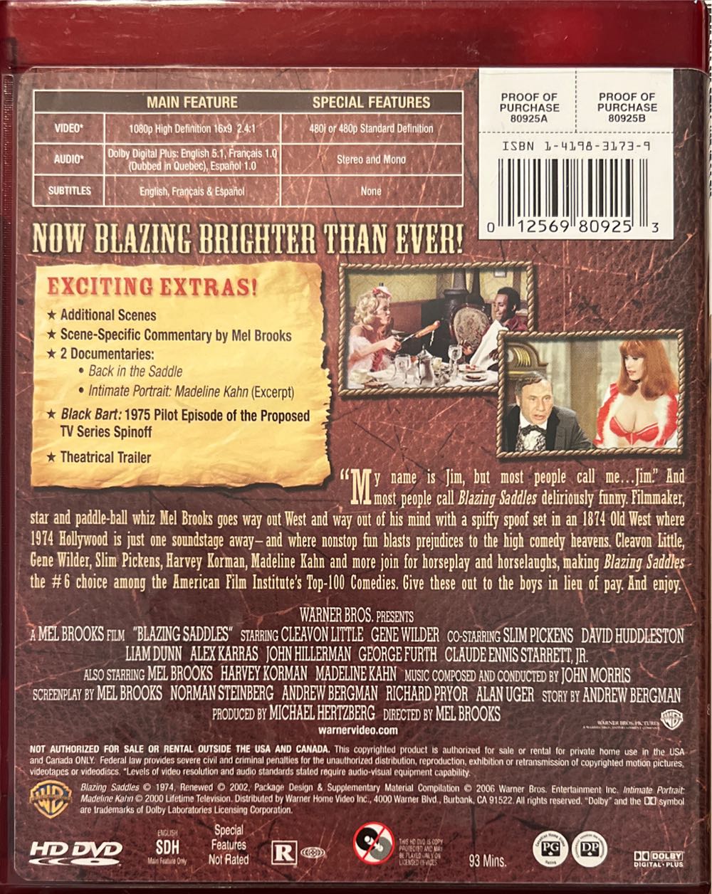 Blazing Saddles HD DVD movie collectible [Barcode 012569809253] - Main Image 2