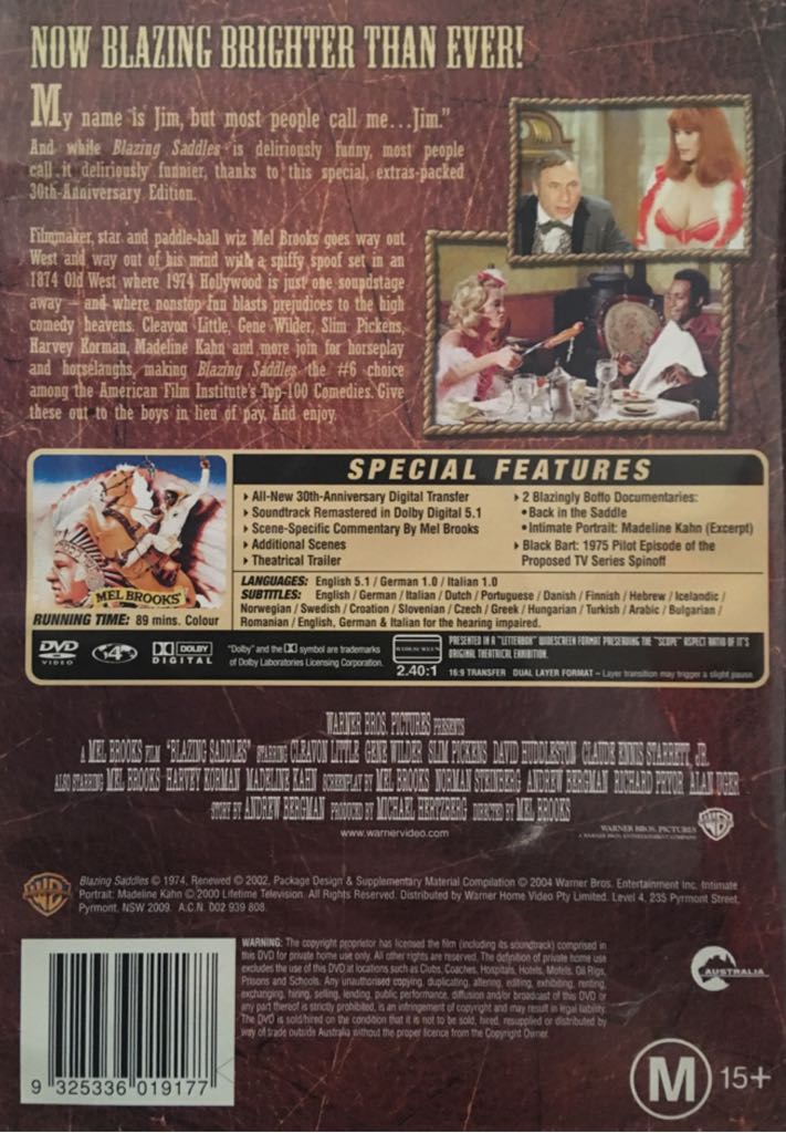 Blazing Saddles DVD movie collectible [Barcode 9325336019177] - Main Image 2