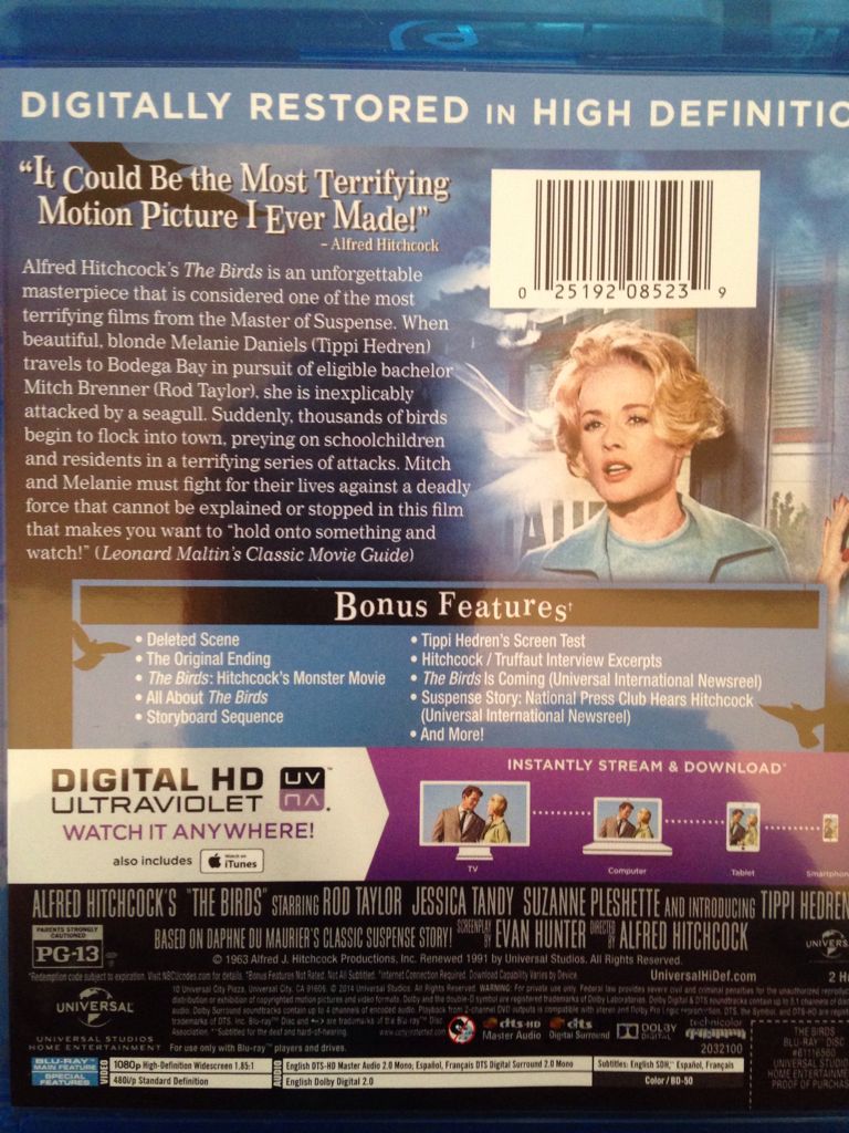 #135 The Birds Blu-ray movie collectible [Barcode 025192085239] - Main Image 2