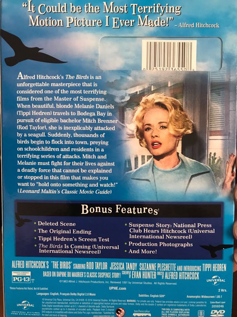 The Birds DVD movie collectible [Barcode 025192365508] - Main Image 2