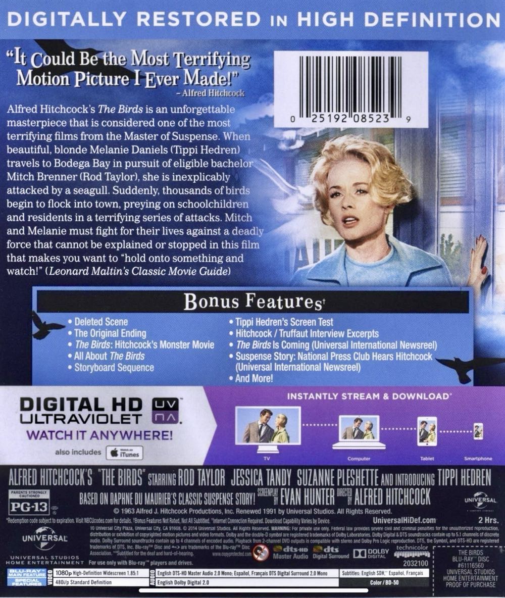 The Birds DVD movie collectible [Barcode 5050582889727] - Main Image 3