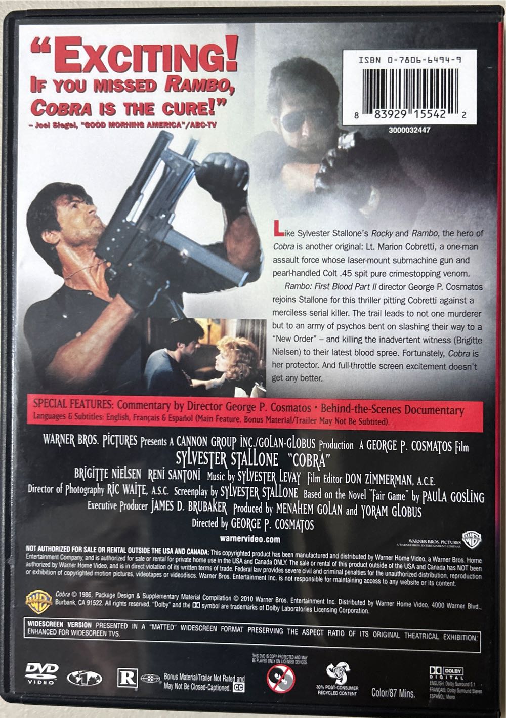 Cobra DVD movie collectible [Barcode 883929155422] - Main Image 3