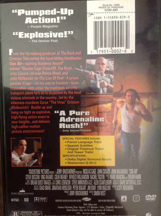 Con Air DVD movie collectible [Barcode 717951000262] - Main Image 2