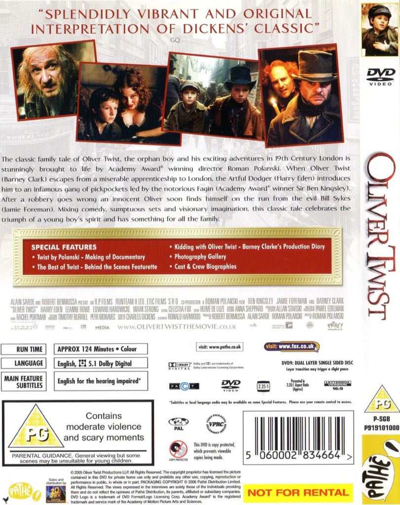 Oliver Twist DVD movie collectible [Barcode 5060002834664] - Main Image 2