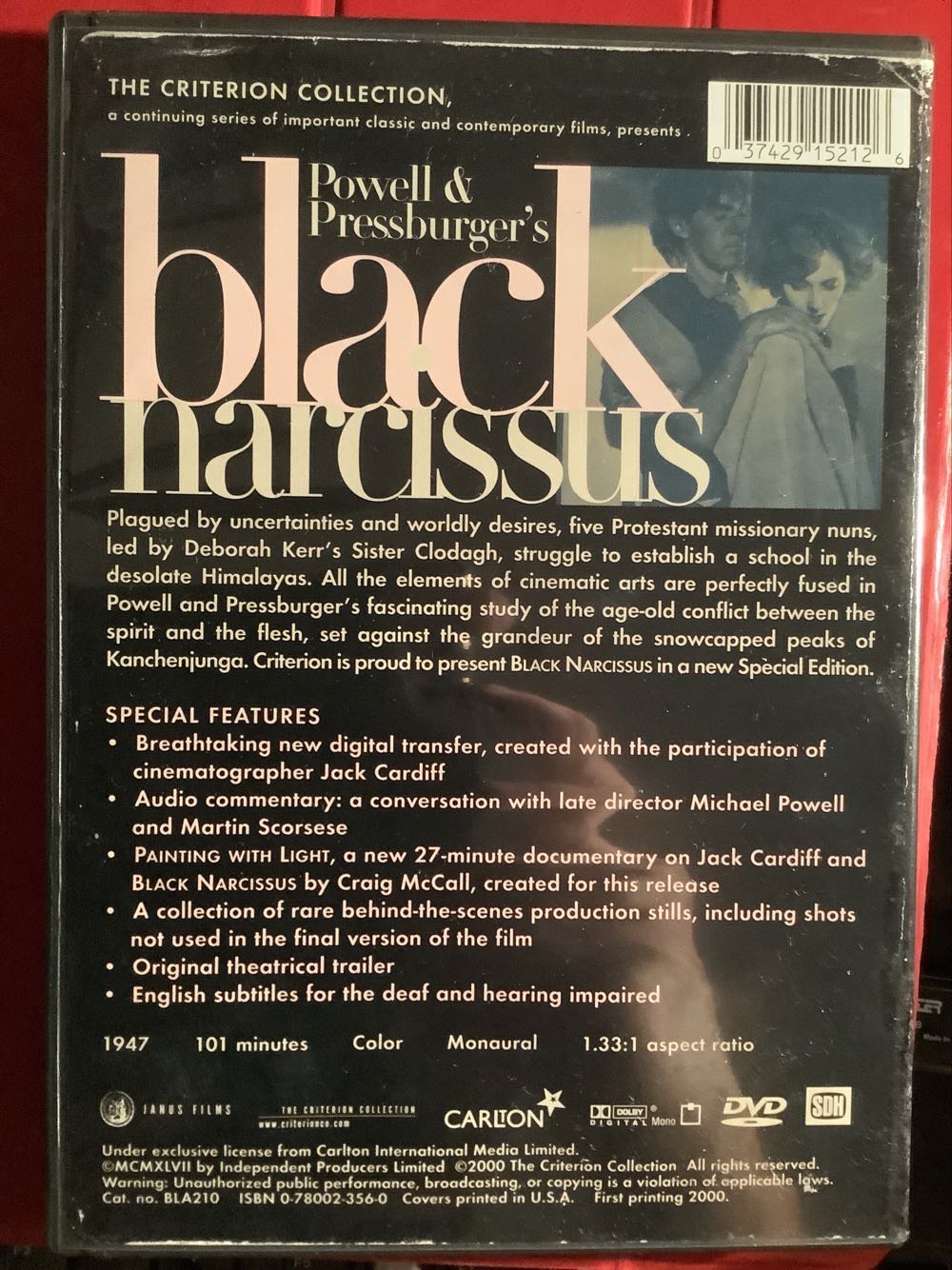 Black Narcissus DVD movie collectible [Barcode 037429152126] - Main Image 2