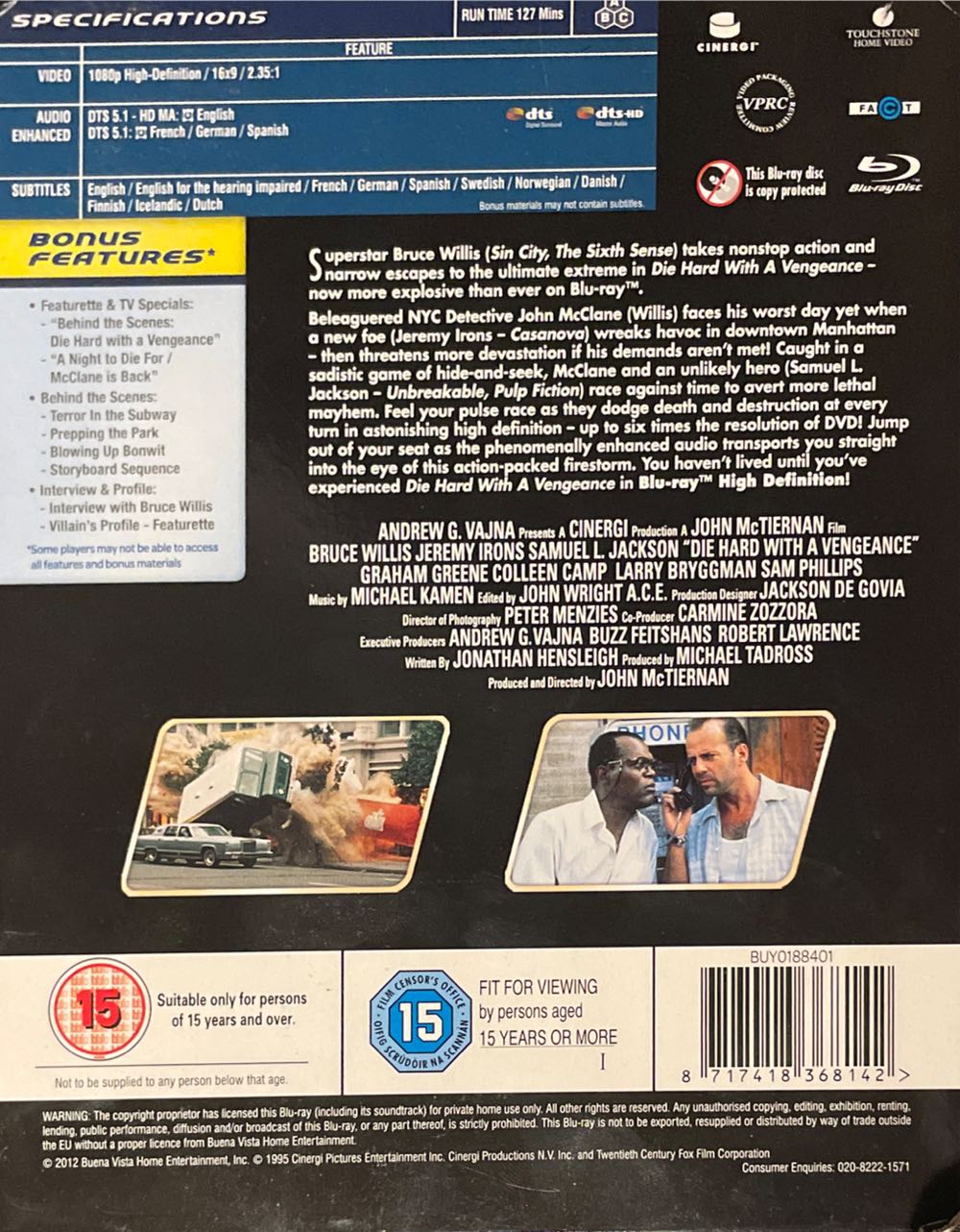 Die Hard With a Vengeance (Steelbook) Blu-ray movie collectible [Barcode 8717418368142] - Main Image 2