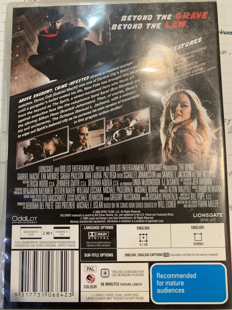 The Spirit DVD movie collectible [Barcode 9317731068423] - Main Image 2