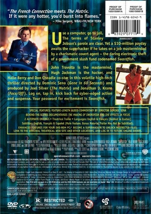 Swordfish DVD movie collectible [Barcode 085392738885] - Main Image 2