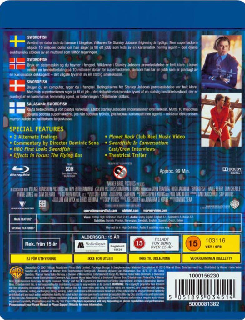 Swordfish Blu-ray movie collectible [Barcode 5051895034514] - Main Image 2