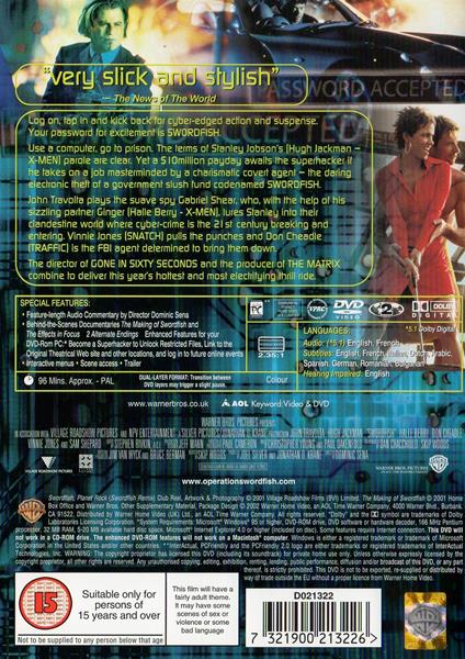 Swordfish DVD movie collectible [Barcode 7321900213226] - Main Image 2