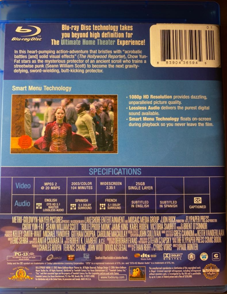 Bulletproof Monk Blu-ray movie collectible [Barcode 027616063434] - Main Image 2