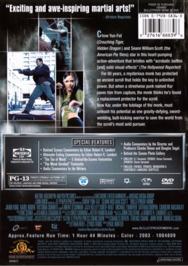 Bulletproof Monk DVD movie collectible [Barcode 5060002831618] - Main Image 2