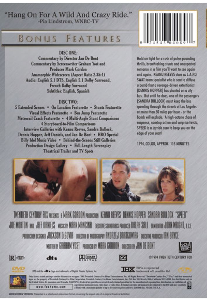 Speed DVD movie collectible [Barcode 024543040903] - Main Image 2