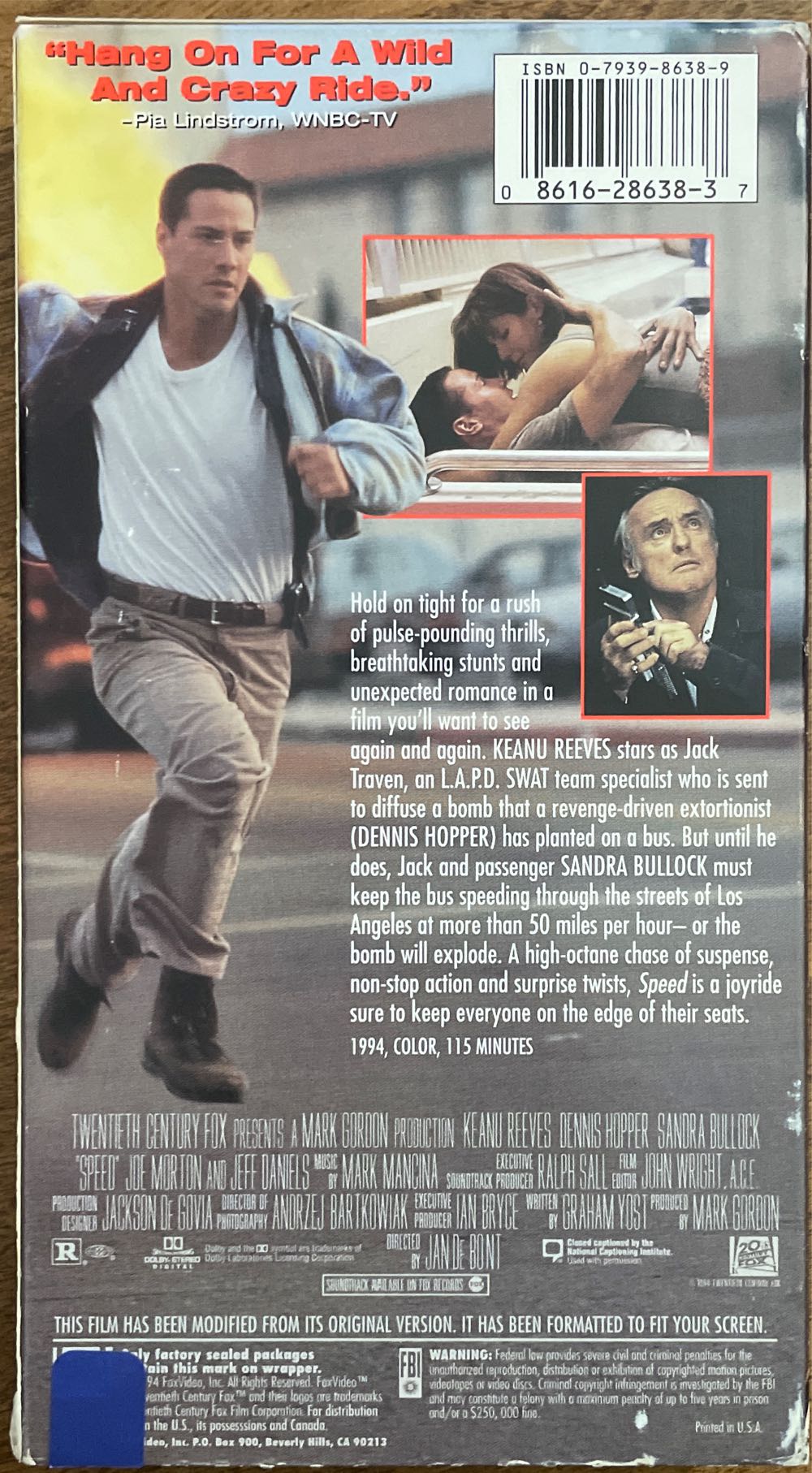 Speed/BIN 11 VHS movie collectible [Barcode 086162009594] - Main Image 2