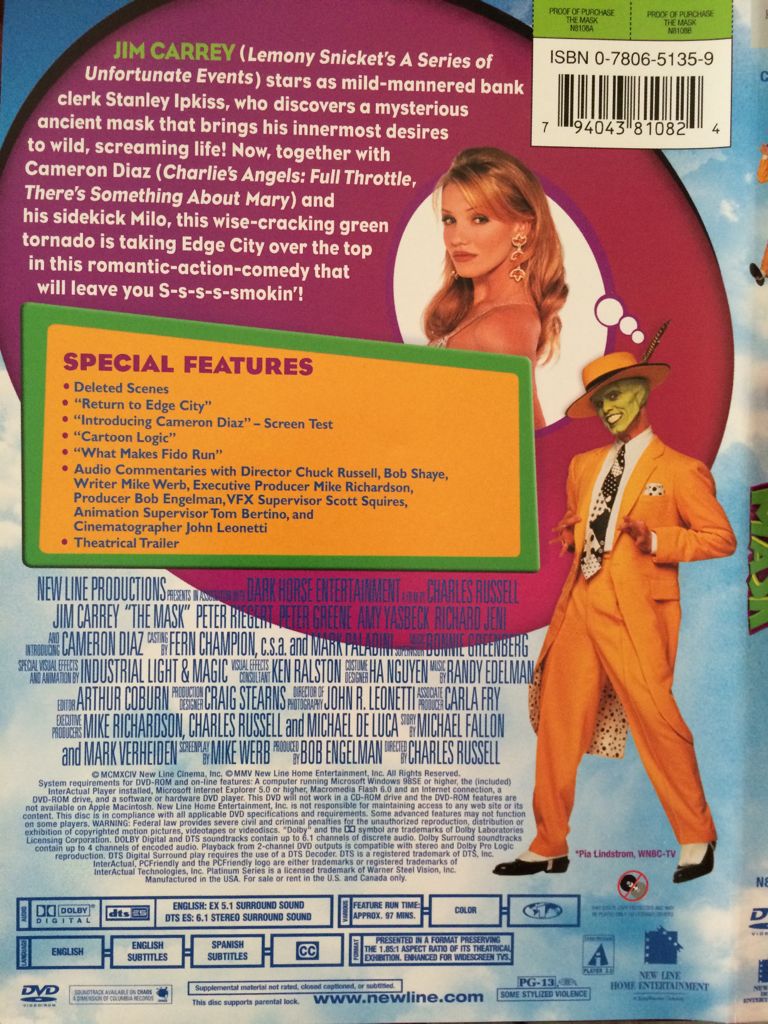 The Mask DVD movie collectible [Barcode 794043810824] - Main Image 2