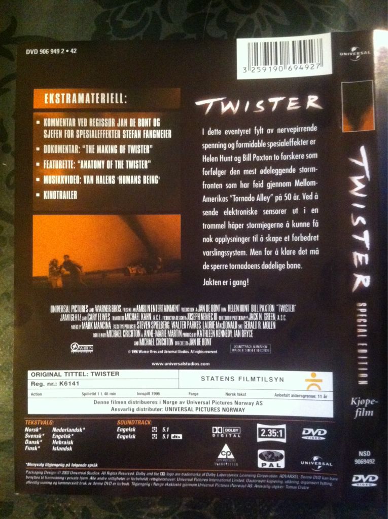 Twister DVD movie collectible [Barcode 3259190694927] - Main Image 2