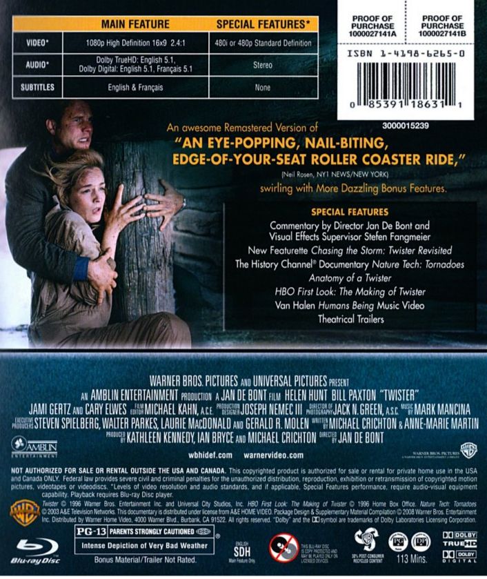 Twister Blu-ray movie collectible [Barcode 5050582708196] - Main Image 2