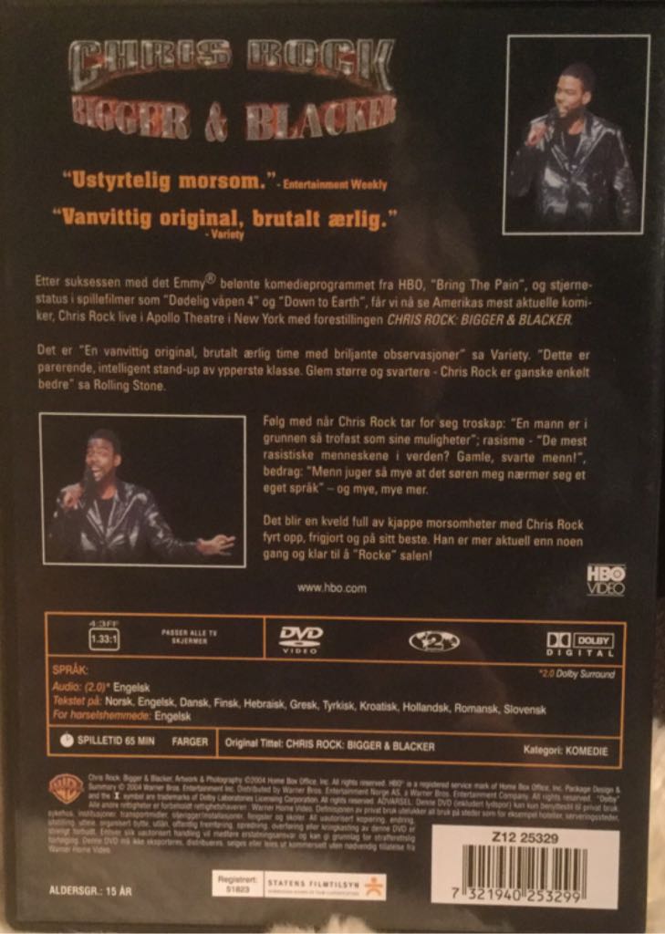 Chris Rock: Bigger And Blacker Digital Copy movie collectible [Barcode 7321940253299] - Main Image 2