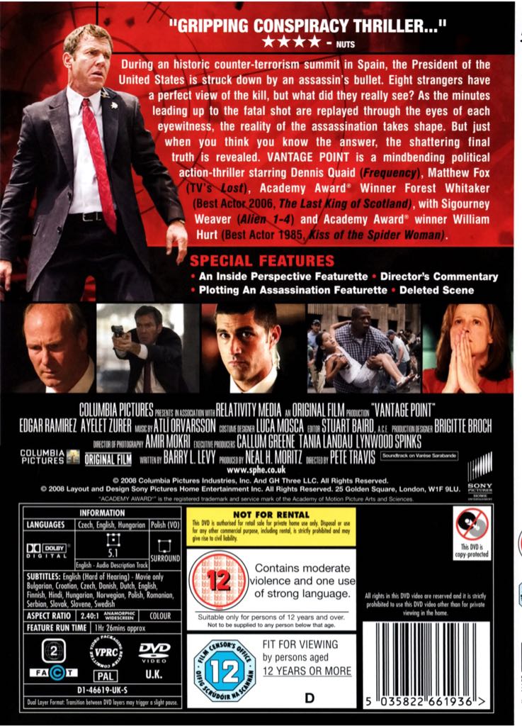 Vantage Point DVD movie collectible [Barcode 043396266292] - Main Image 2