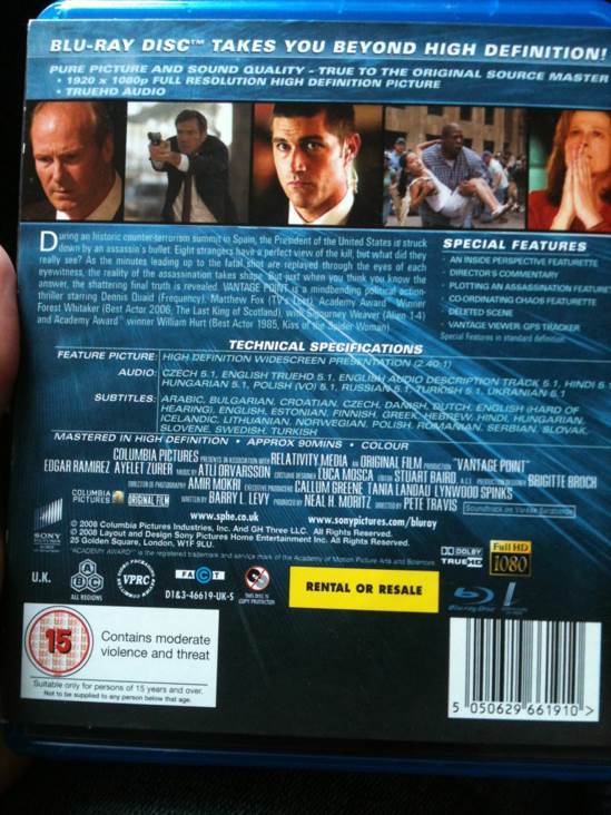 Vantage Point Blu-ray movie collectible [Barcode 5050629661910] - Main Image 2