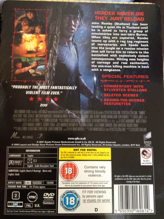 Rambo DVD movie collectible [Barcode 5050350160614] - Main Image 2