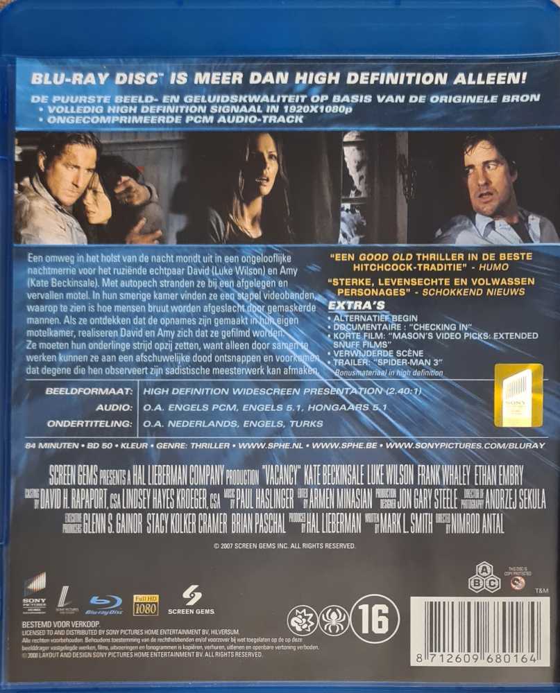 Vacancy Blu-ray movie collectible [Barcode 8712609680164] - Main Image 2