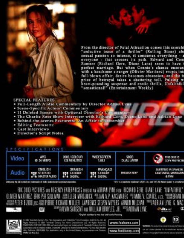 Unfaithful Blu-ray movie collectible [Barcode 024543563686] - Main Image 2