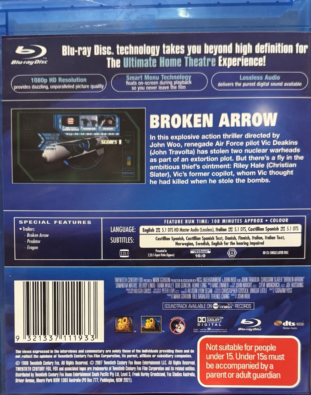 Broken Arrow Blu-ray movie collectible [Barcode 9321337111933] - Main Image 4