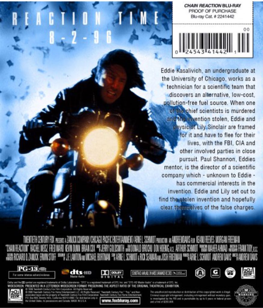 Chain Reaction Blu-ray movie collectible [Barcode 7340112704292] - Main Image 2