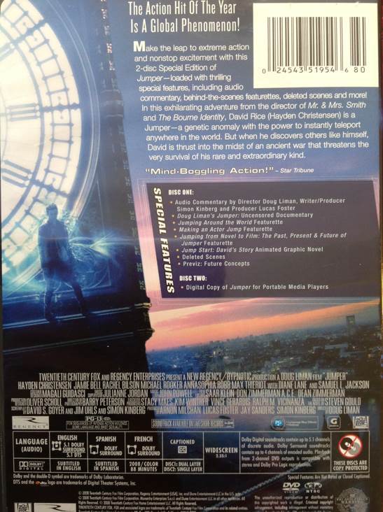 Jumper DVD movie collectible [Barcode 024543519546] - Main Image 2