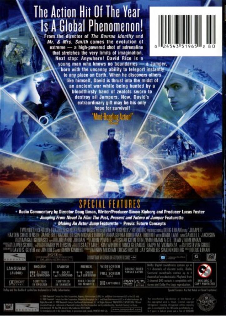 Jumper DVD movie collectible [Barcode 024543519720] - Main Image 2