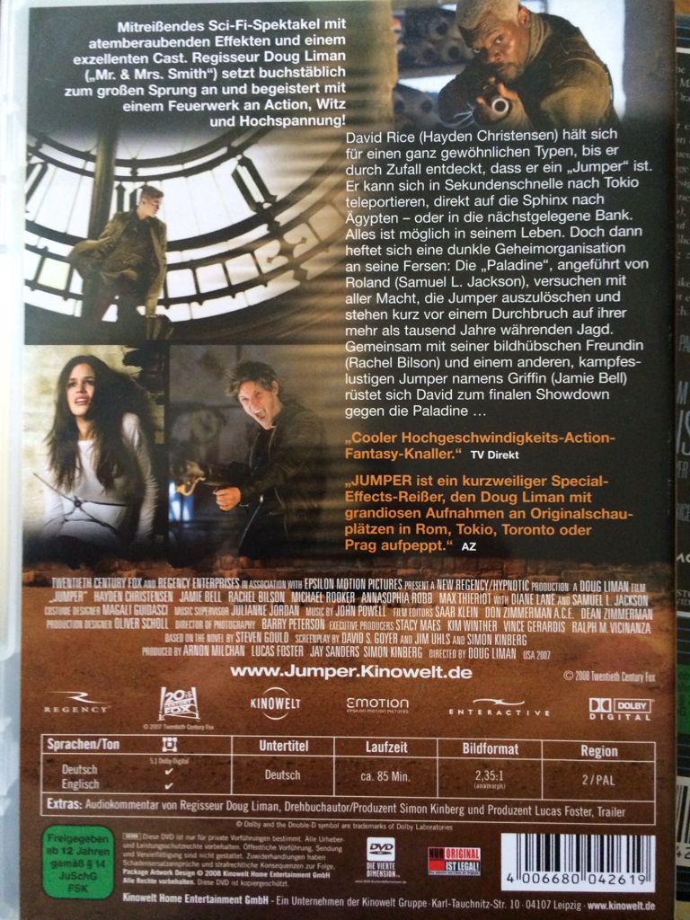 Jumper DVD movie collectible [Barcode 4006680042619] - Main Image 2