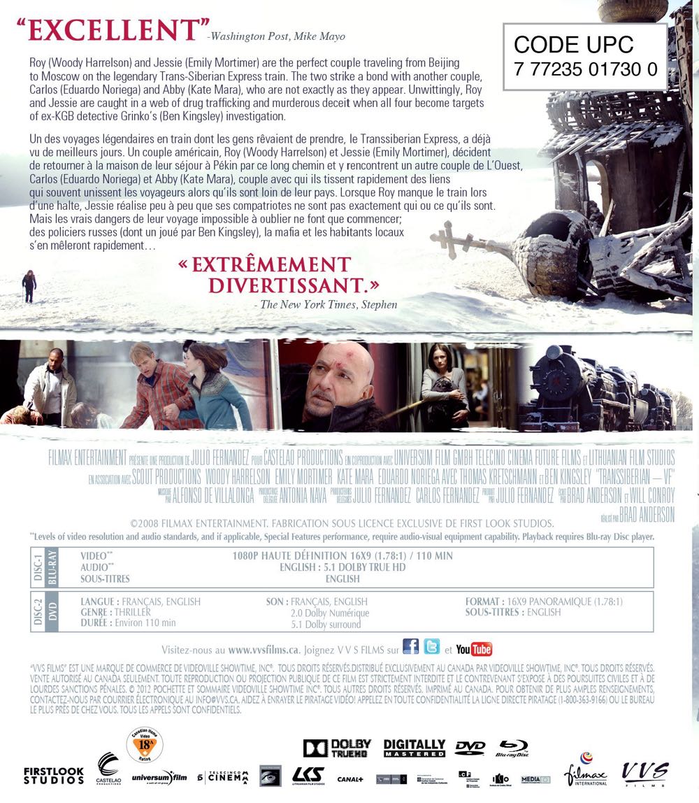 Transsiberian DVD movie collectible [Barcode 777235012541] - Main Image 2