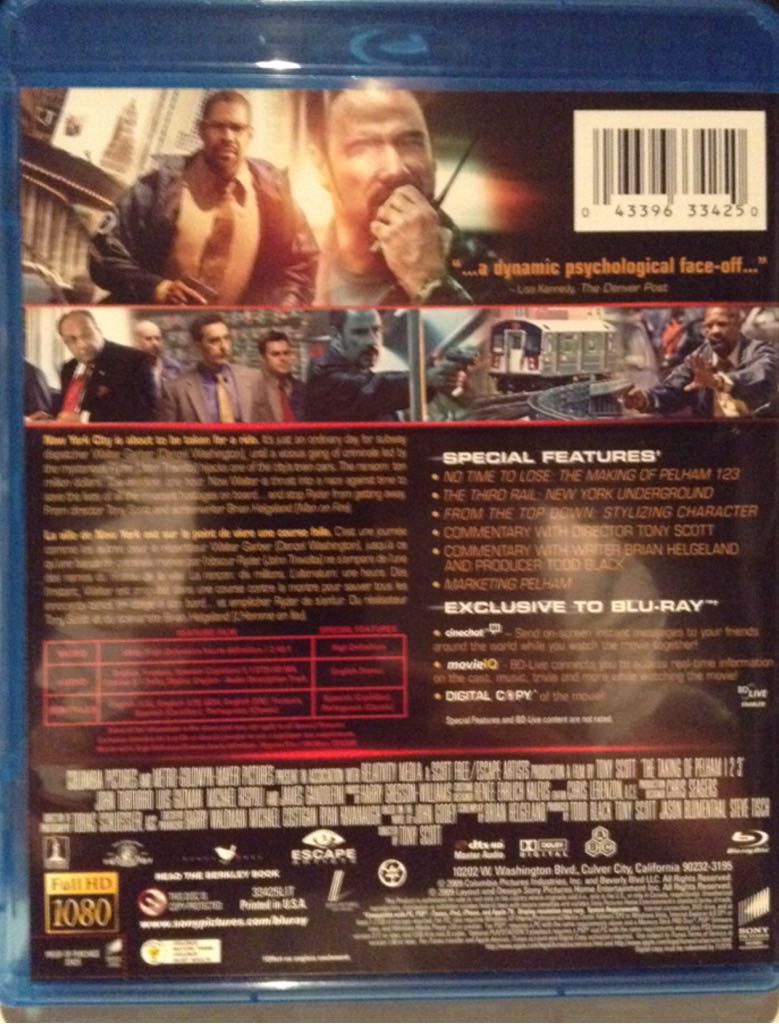 The Taking Of Pelham 1 2 3 Blu-ray movie collectible [Barcode 043396334250] - Main Image 2