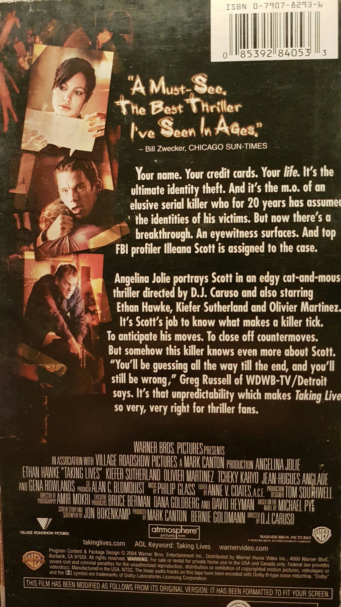 Taking Lives VHS movie collectible [Barcode 085392840533] - Main Image 2