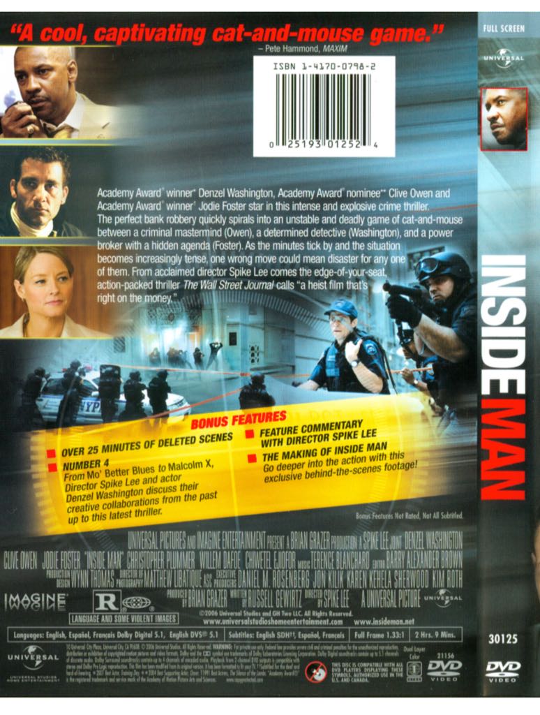 Inside Man DVD movie collectible [Barcode 625192779796] - Main Image 2