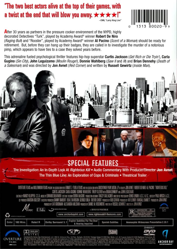 Righteous Kill DVD movie collectible [Barcode 8715664065303] - Main Image 2
