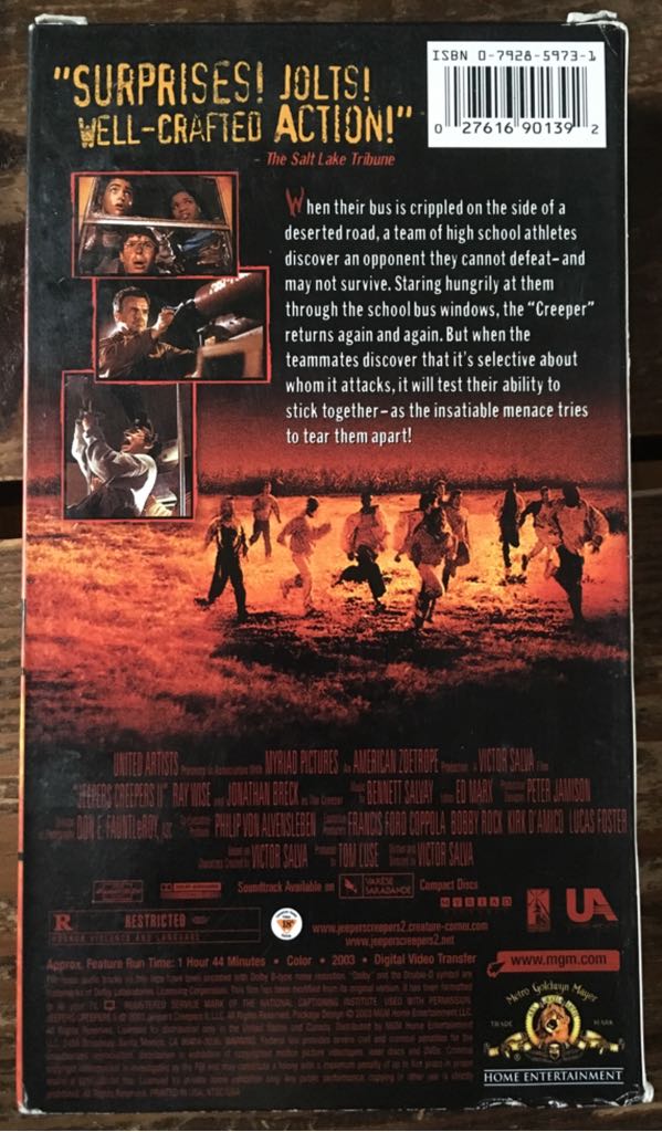 Jeepers Creepers 2 VHS movie collectible [Barcode 027616901392] - Main Image 2