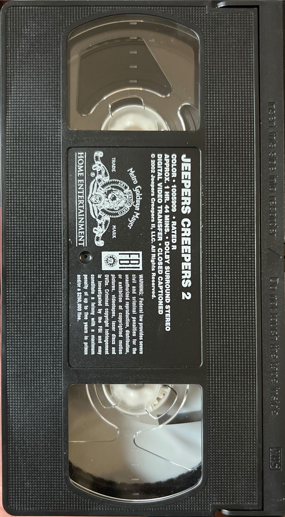 Jeepers Creepers 2 VHS movie collectible [Barcode 027616901392] - Main Image 4