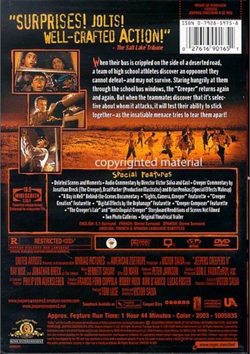 Jeepers Creepers 2 DVD movie collectible [Barcode 5060002832929] - Main Image 2