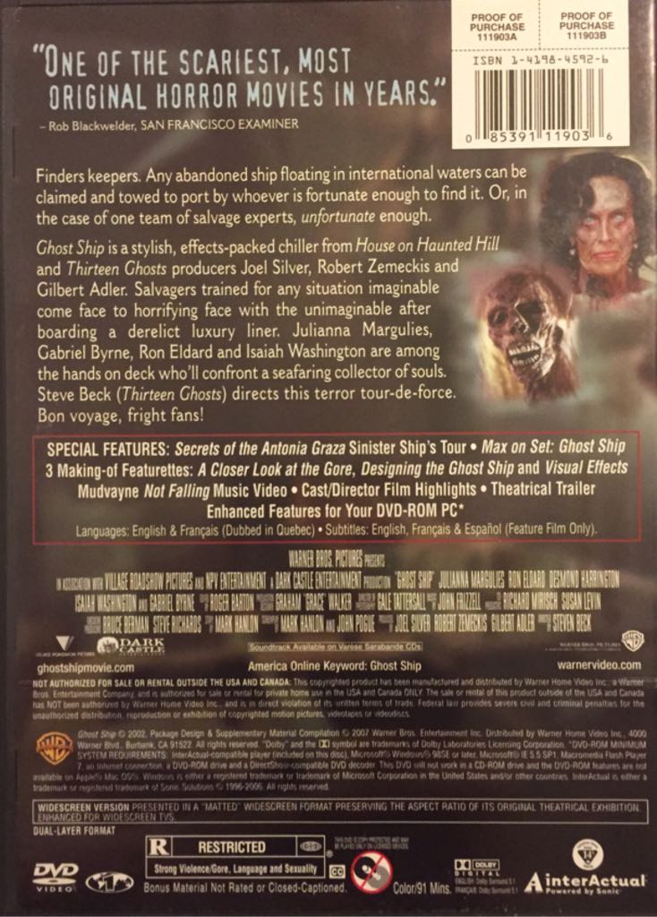 Ghost Ship DVD movie collectible [Barcode 085391119036] - Main Image 2