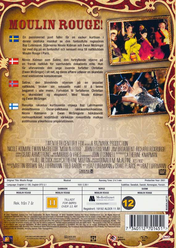 Moulin Rouge! DVD movie collectible [Barcode 5707020199459] - Main Image 2