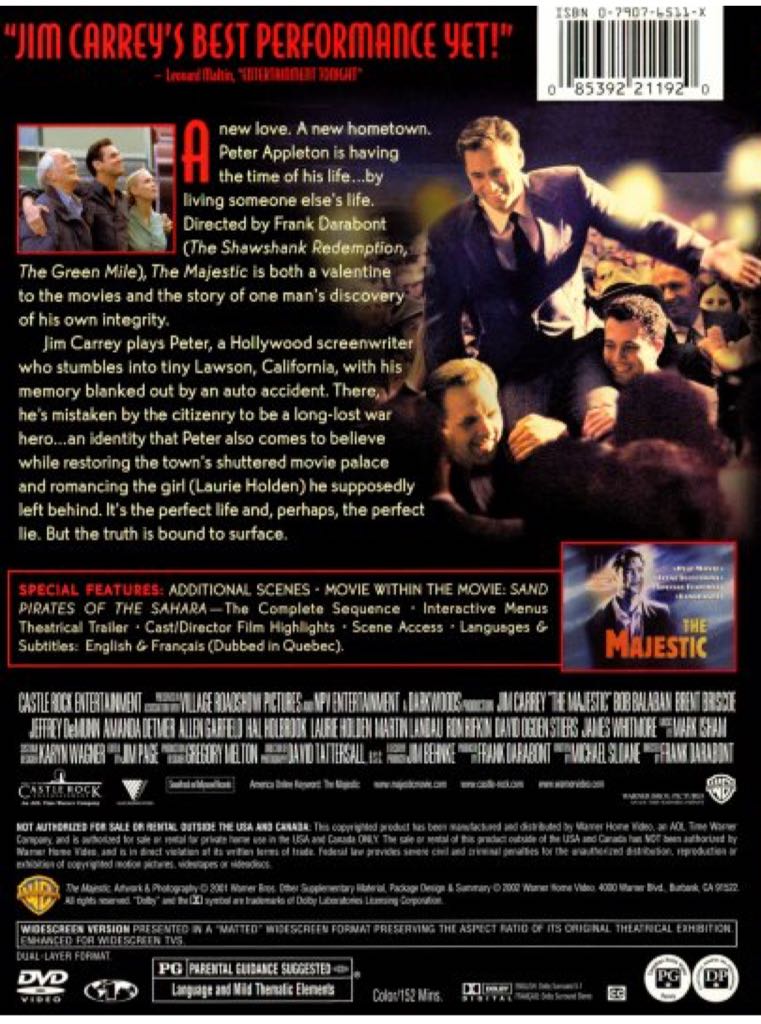 The Majestic DVD movie collectible [Barcode 085392211920] - Main Image 2