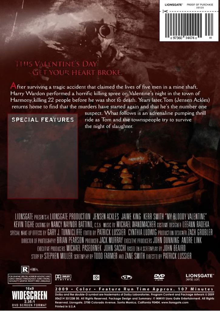 My Bloody Valentine (2009) DVD movie collectible [Barcode 031398109594] - Main Image 2