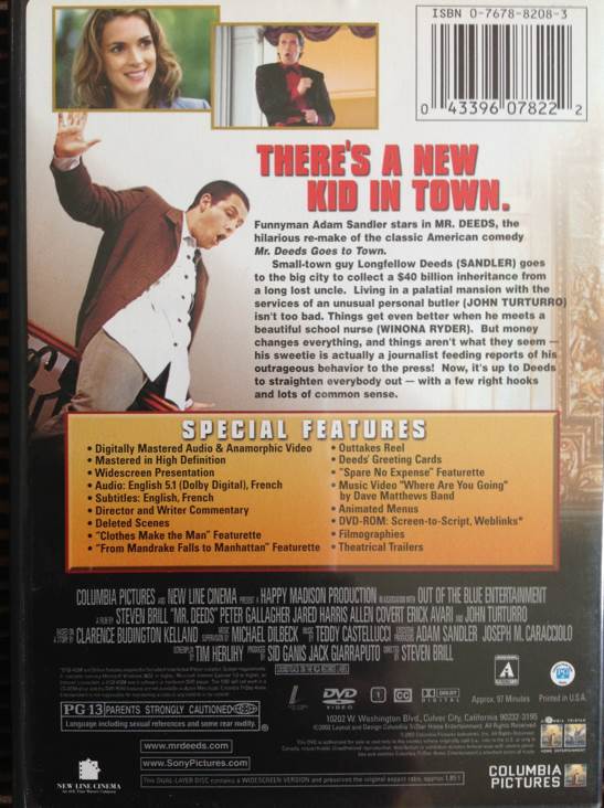 Mr. Deeds DVD-R movie collectible [Barcode 043396078222] - Main Image 2