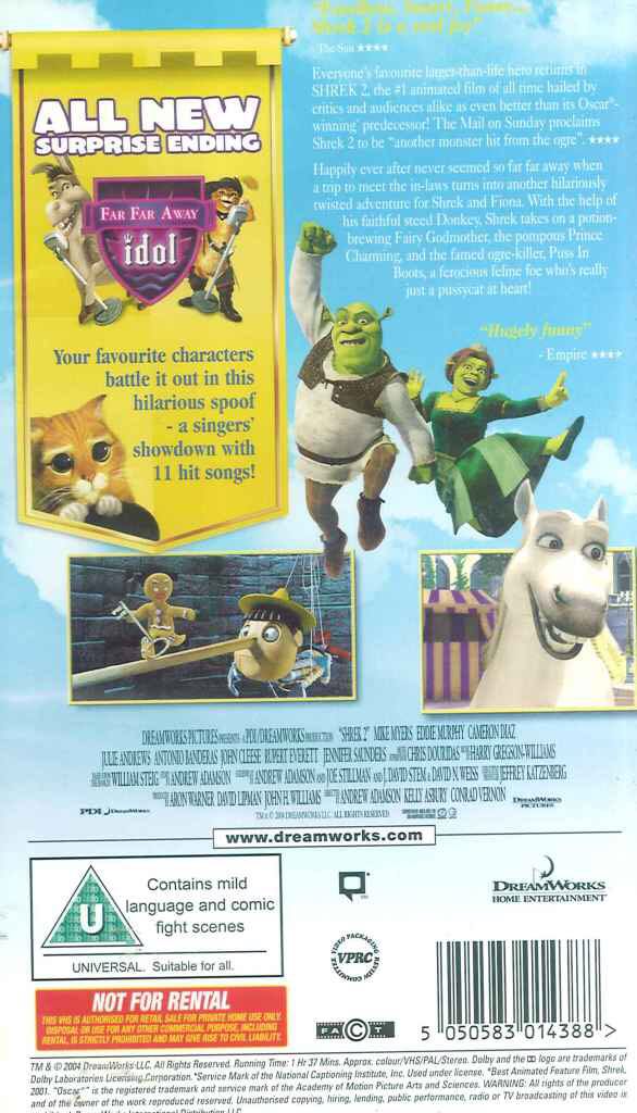 Shrek 2 VHS movie collectible [Barcode 678149087437] - Main Image 2
