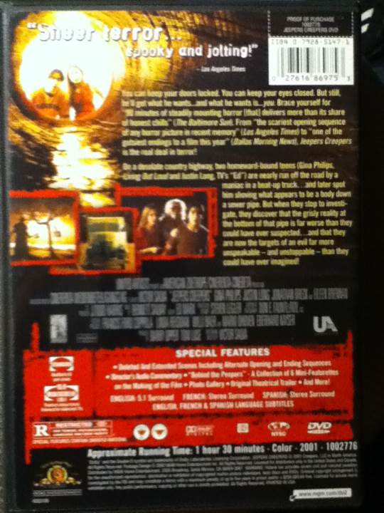 Jeepers Creepers DVD movie collectible [Barcode 027616869753] - Main Image 2