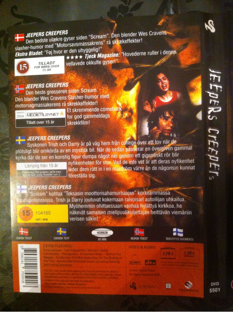 Jeepers Creepers DVD movie collectible [Barcode 5706141755018] - Main Image 2